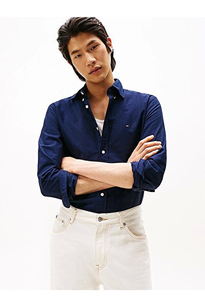 Tommy Hilfiger Men's Solid Heritage Oxford Navy Blue Shirt Mw0Mw357740G0