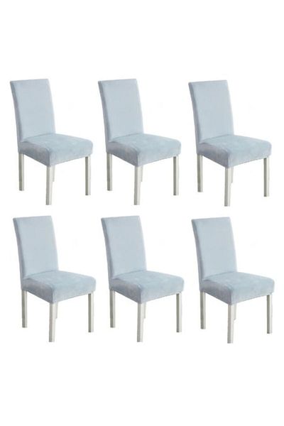 OEM Set 6 huse elastice universale pentru scaun din catifea, model universal, MS STAR, Blue Ice