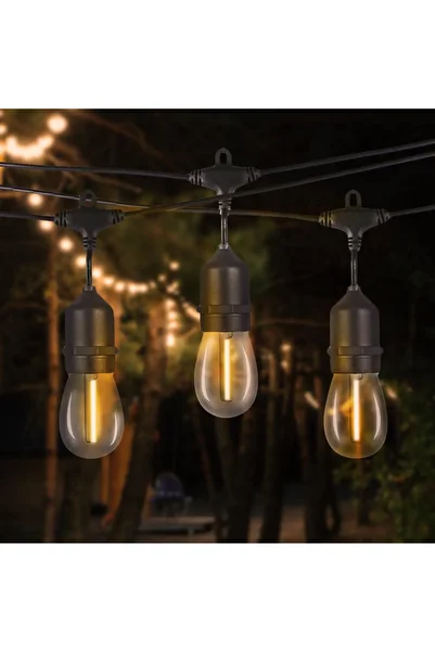 SERSIMO Ghirlanda decorativa pentru exterior, 20 metri, 20 becuri LED cu iluminare calda 3000K, IP 44