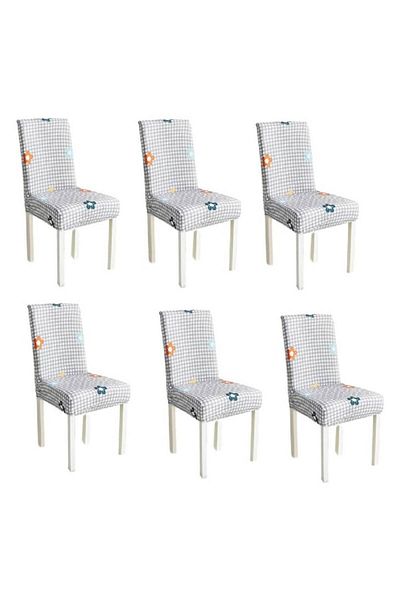 OEM Set 6 huse universale pentru scaune, poliester, imprimeu elegant, MS STAR, gri multicolor