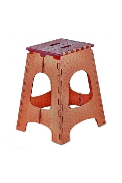 OEM Scaun pliabil, tip ratan, plastic, maro, înălțime 45 cm