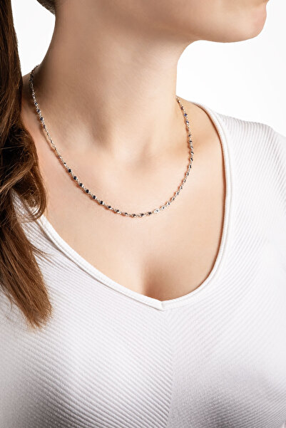 So CHIC... Lavinya 18 Ayar Beyaz Altın Kaplama 45 Cm Gümüş Kolye