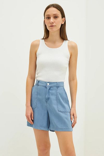 Kübra Tekstil Fusta de jeans albastru deschis cu talie înaltă pentru femei – Denim de vară cu buzunare, croială confortabilă