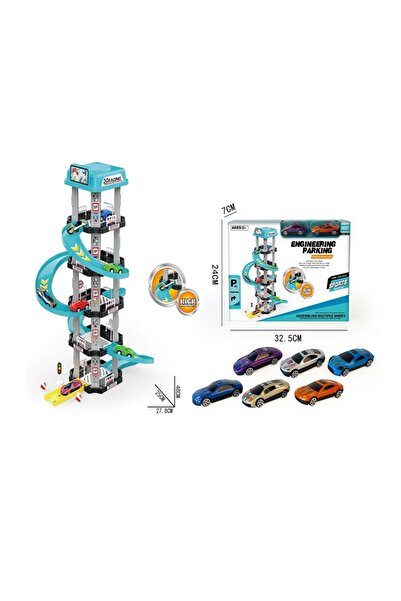 rexa مجموعة ألعاب موقف سيارات سكة حديدية من 5 طبقات مع سيارات - 7 سم، 24 سم، ...