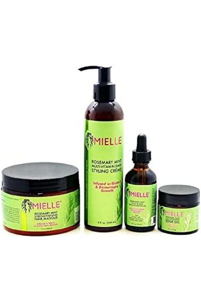 mielle organics Rosemary Mint Hair Care Set - Strengthening Masque, Creme, Oil & Edge Gel