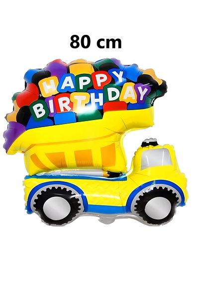 Parti dolabı Happy Birthday Truck Foil Balloon Construction Concept Birthday Balloon Engineering Vehicle