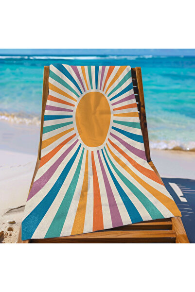 Piloji منشفة شاطئ مطبوعة على طراز ريترو - منشفة شاطئ ناعمة الملمس سريعة الجفا...