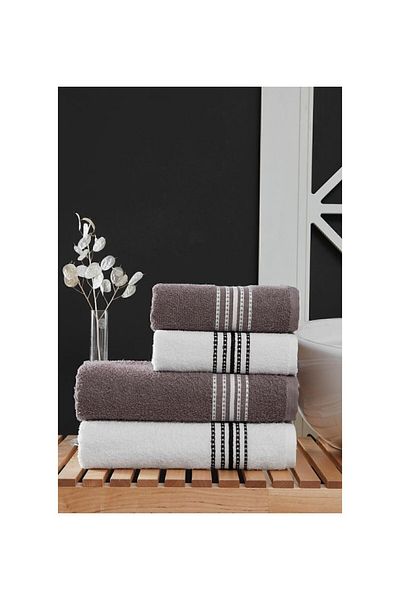 Home 4-Piece Bath Towel Set Elvin - (2 Pieces 70X140 + 2 Pieces 50X90)