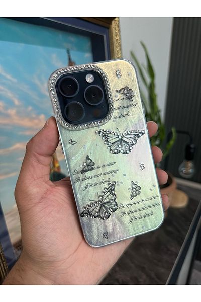 m.tk moveteck حافظة iPhone 16 Pro بإطار كاميرا وخلفية مرصعة بالحجارة وغطاء ثلاثي الأبعاد بنمط ثلاثي الأبعاد وعاكس للضوء