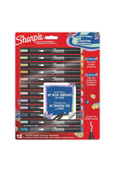 Sharpie Akrilik Markör Kalem Doğa Tonları Yuvarlak Uç 12 Renk Bl Sh-2213421