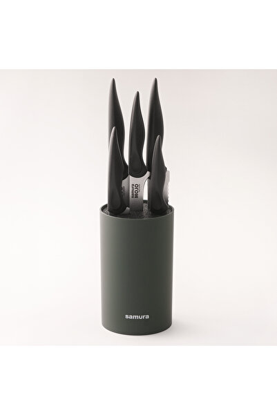 Samura 6pcs stainless steel mojo knife block set in black