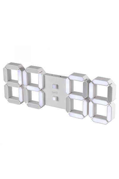 KlaussTech Ceas deșteptător digital cu LED, 3D, alb