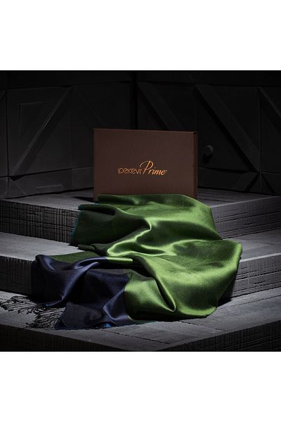 ipekevi Emerald Navy Blue Double Sided Prime Silk Shawl