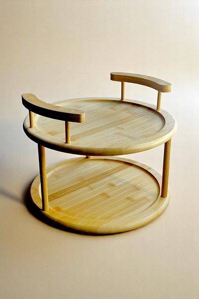 Kitchen Way 2-Tier 360 Degree Rotatable Bamboo Presentation Stand 30cm Kw-513