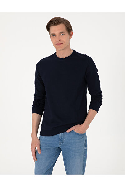 Pierre Cardin Lacivert 2 İplik Regular Fit Bisiklet Yaka Basic Sweatshirt 50314054-VR033