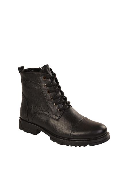 Peta Men's Fur Lined Zippered Leather Casual Boots