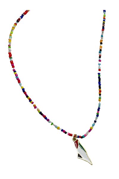 Zaytoon Colorful Beaded Handmade Palestine Map Unisex Palestine Necklace 40 cm J300012
