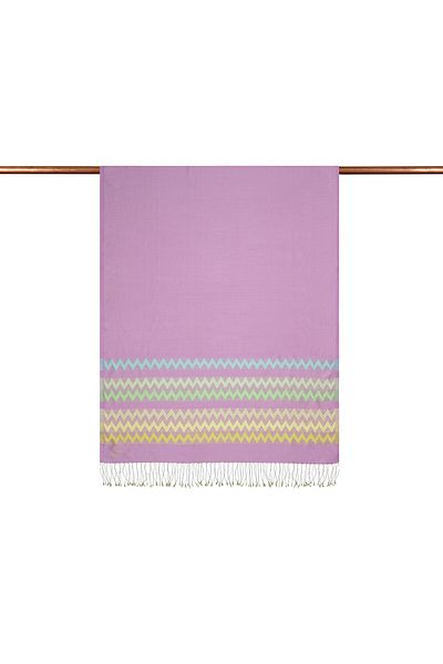ipekevi Μεταξωτό σάλι με μοτίβο Candy Pink Zig Zag