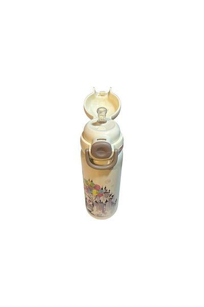 DILLER Steel Flask - Water Bottle Thermos Stainless Cute Panda Double Lid 600 ml D9252