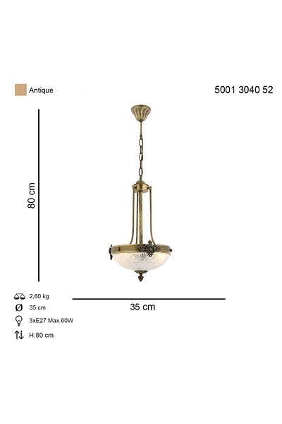 HubRom Lustra HubRom, YENI LOST 5001-3040-52 30x30xHmax80 cm 3xE14-40W Antiq