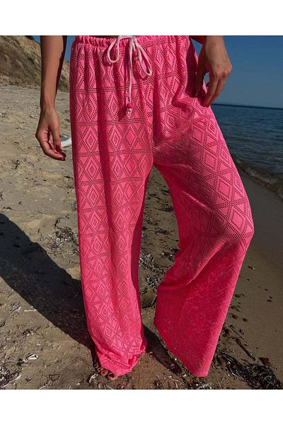 MERİCEY Women's Openwork Lined Beach Pants - Comfortable Summer Wide Leg Lightweight Fabric