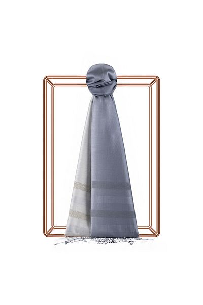 ipekevi Smoked White Mono Shutter Gradient Silk Shawl
