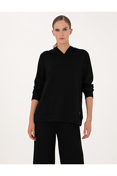 Pierre Cardin Black Oversize Modal Blend Hooded Sweatshirt 50314972-Vr046