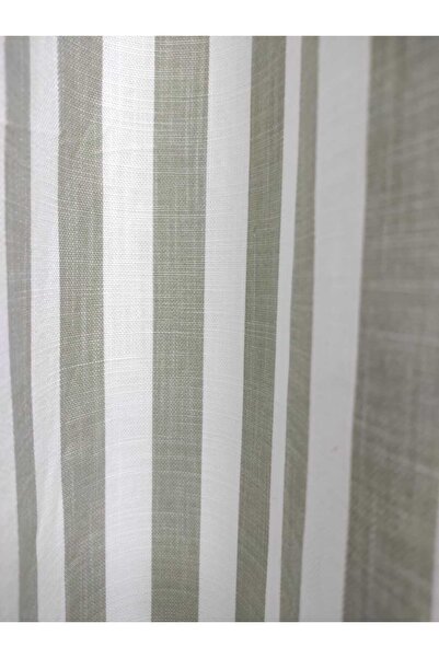 Evcimenhome Rustic Curtain (Lined) Linen Fabric. Eyelet Metal Ring 220Cmx230Cm Linegreen
