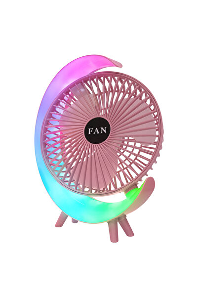 Wexta Masaüstü Ev Ofis Soğutucu Pervane Fan Taşınabilir Şarjlı Ev Ofis Vantilatör Rgb'li Döner Başlıklı