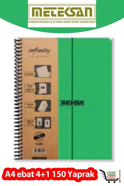 Meteksan Infinity Pastel A4 4+1 150 Sheets Pp Cover Green