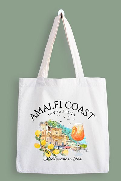 designedfy Amalfi Coast Waterproof Printed Cloth Bag, Tote Bag
