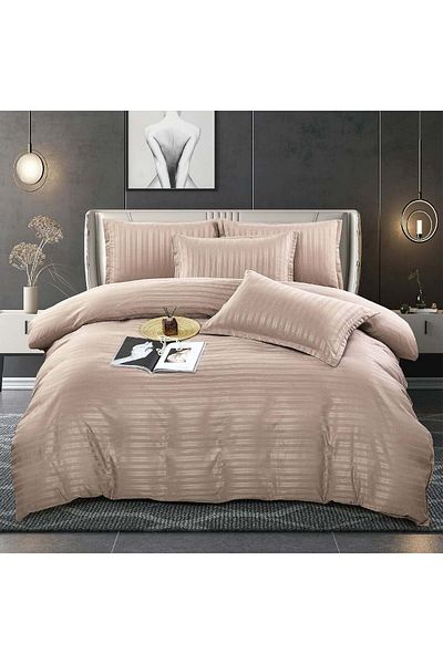 trendyhome Double Bed Linen, Damask Finet Elegance, 4 Pieces, UNI, Brown, ST23430