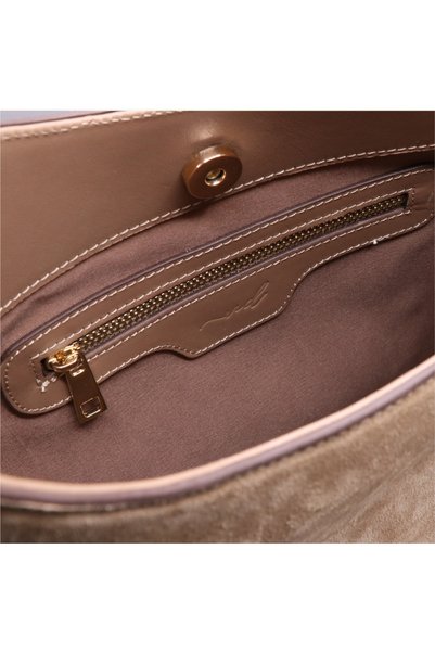Uderra Leather Uderra Genuine Leather Luna Shoulder Bag-S4Ys0406-Light Taba Suede Leather