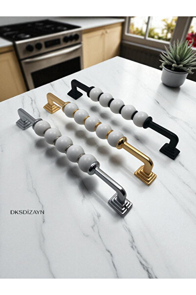 DKSDİZAYN Maya Beaded 192 mm Gold Special Heavy Metal 1St Classroom Furniture Drawer Kitchen Cabinet Handle Premium Handle