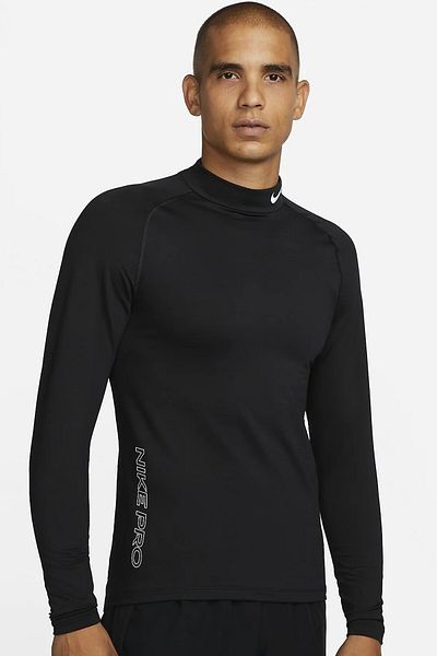 Nike Мъжки суитшърт за бягане Dri Fit Performance Warm Mock Slim Fit, черен