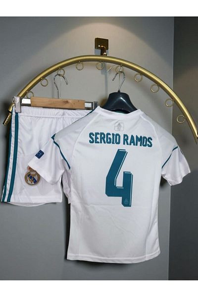 sinmm παιδική φόρμα ramos sergio real-madrid λευκό 2017-2018 κάλτσες με βραχιολάκια δώρο κάτω επάνω ομάδα