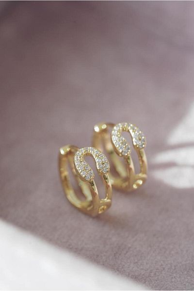 AŞIK ACCESSORIES Stoned Needle Earrings