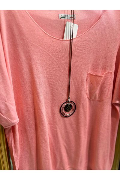Butik Ayseba Italian Gilded Short Sleeve Blouse with Necklace