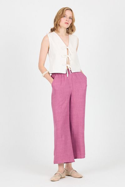 Rays Rose Cotton Elastic Waist Wide Leg Trousers 4657