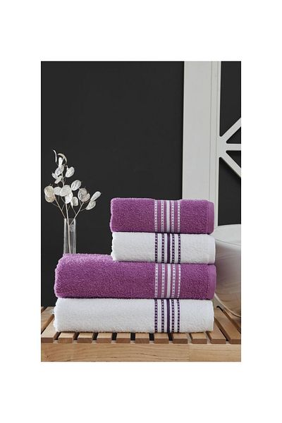 Home 4-Piece Bath Towel Set Elvin - (2 Pieces 70X140 + 2 Pieces 50X90)