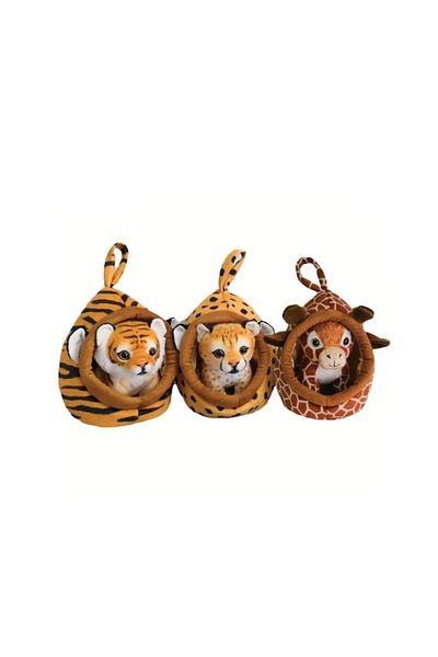OEM Set 3 Plush Animals with Basket, Multicolor, 18 cm