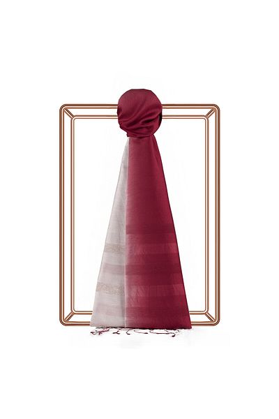 ipekevi Red White Mono Shutter Gradient Silk Shawl