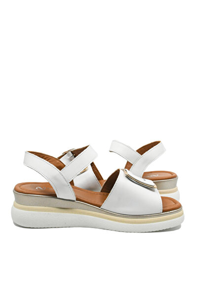 Anna Women's Sandals Viotti with Decorative Application, White, Genuine Leather