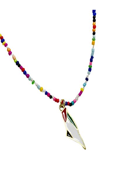 Zaytoon Colorful Beaded Handmade Palestine Map Unisex Palestine Necklace 40 cm J300012
