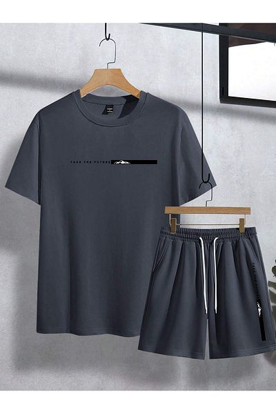 ACTIVE MODA - Men's Short Sleeve Tshirt - Shorts 2-Piece Set 1St Class Quality Cotton Fabric Oversize Printed