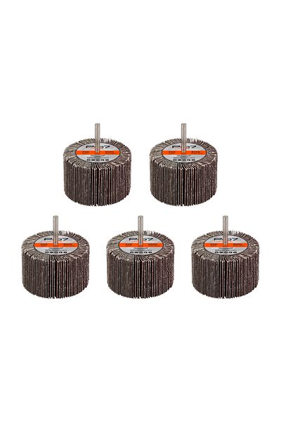 Lawazim Pro7 Sanding Flap Wheel 5pcs - 80x50mm 60 Grit, 6mm Shank for Drill, Metal & Wood Polishing