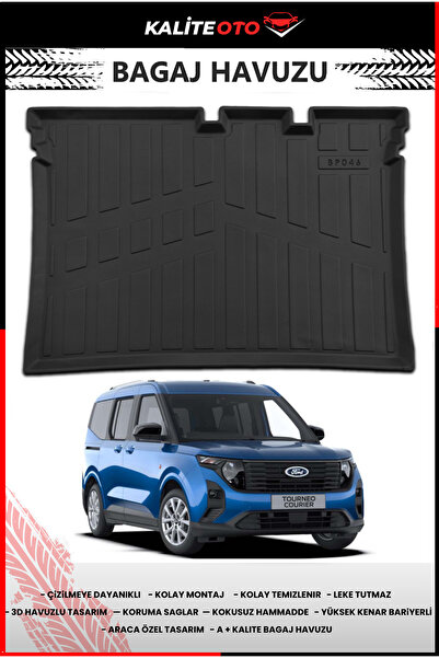 ko kaliteoto Ford Courier 2024 Model Yeni Kasa 4D Araca Özel Bagaj Havuzu Pas...
