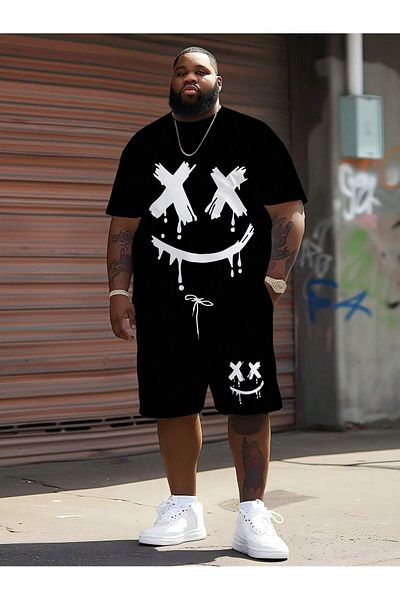 ACTIVE MODA - Men's Short Sleeve Tshirt - Shorts 2-Piece Set 1St Class Quality Cotton Fabric Oversize Printed