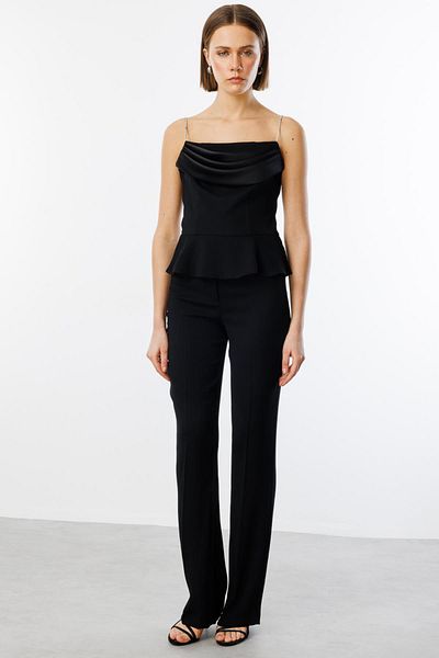 Ekol Stone Strap Pleated Front Blouse