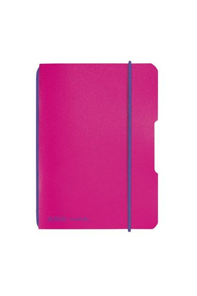 Herlitz Caiet My.book Flex A6, Culoare Fuchsia, Material PP, 40 de coli, 80 g/mp, Format grilă, Bandă elastică